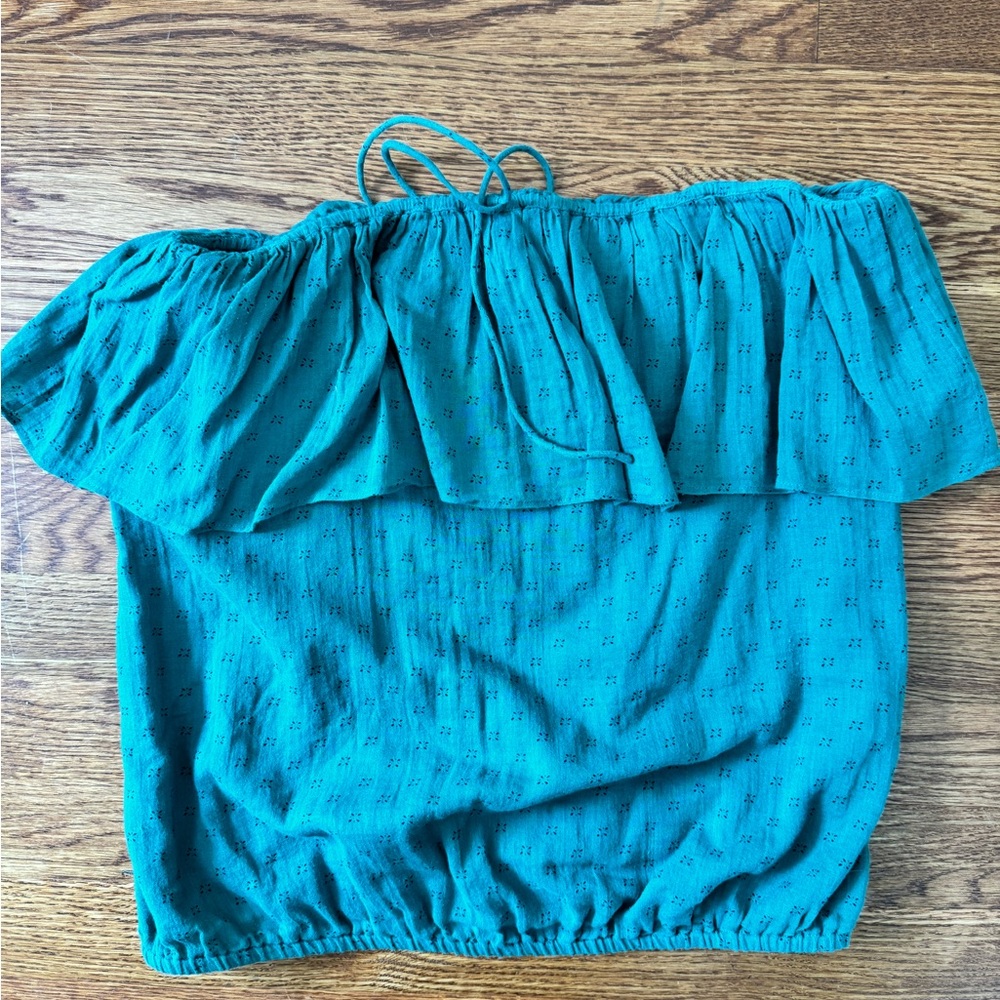 Bash strapless green top